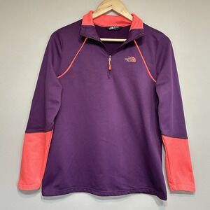 The North Face Color Block 1/4 Zip Pullover Womens L Purple Outdoor Hiking Layer